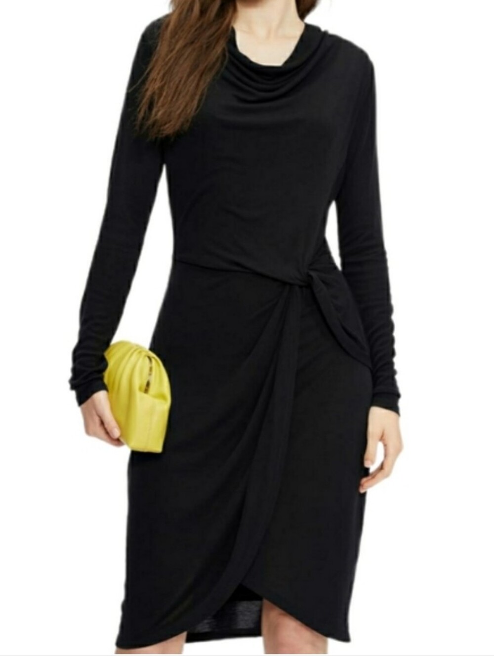 NWT Ted Baker Neyda Jersey Drape Long Sleeve Black Mini Dress Size 8